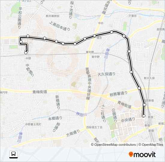 宿０８ Bus Line Map