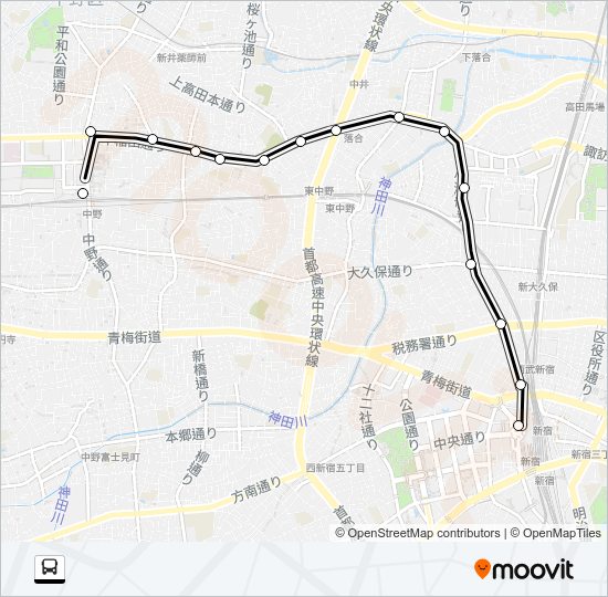 宿０８ Bus Line Map