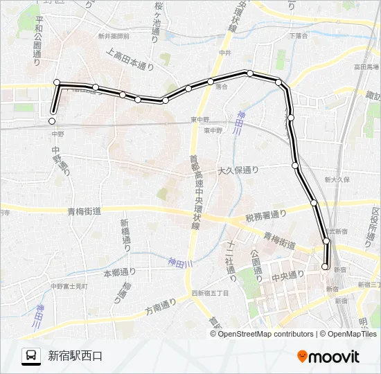 宿０８ Bus Line Map