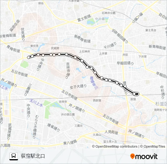 荻３３ Bus Line Map
