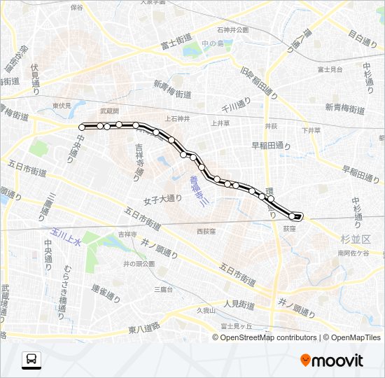 荻３４ Bus Line Map