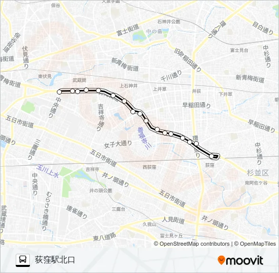 荻３４ Bus Line Map