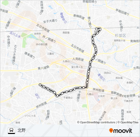 荻５８ バスの路線図