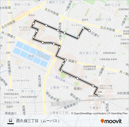 三鷹北西 Bus Line Map
