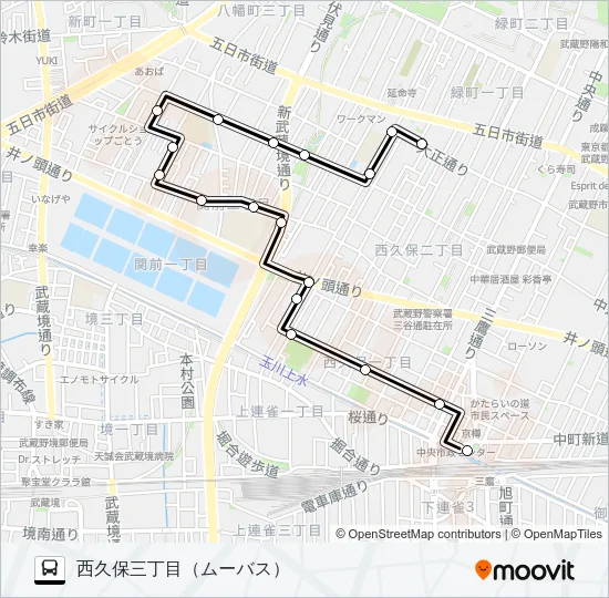 三鷹北西 バスの路線図
