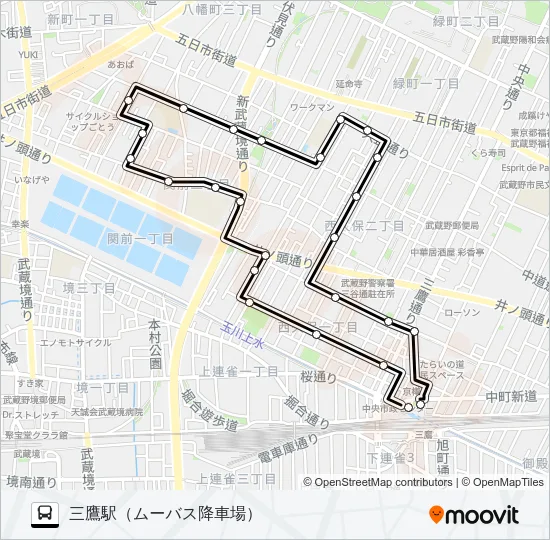三鷹北西 バスの路線図