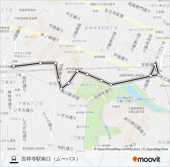 三鷹吉祥寺 Bus Line Map