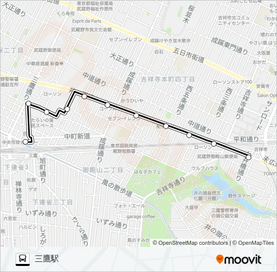 三鷹吉祥寺 Bus Line Map