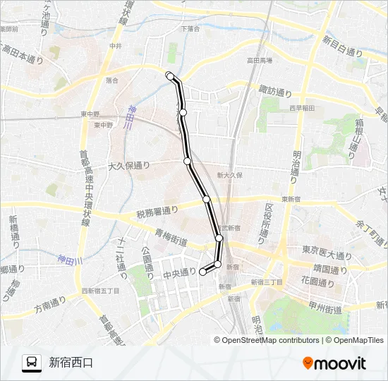 宿０１−１ バスの路線図