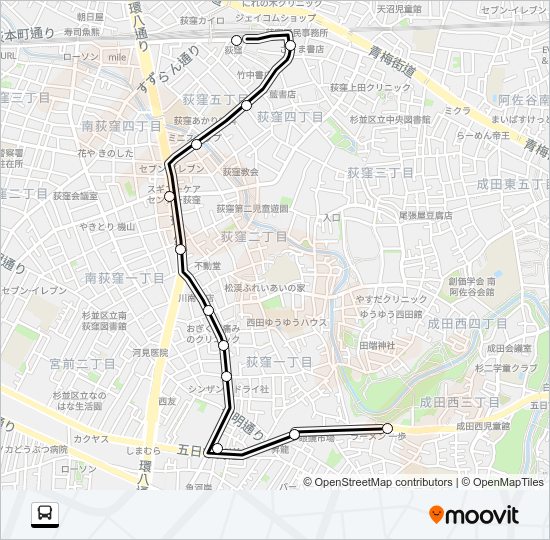 荻５３（深夜） Bus Line Map
