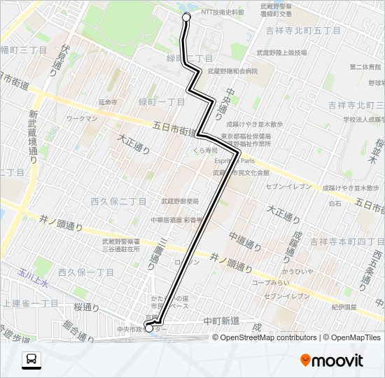 鷹４０（直行） Bus Line Map