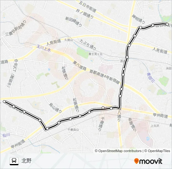 五日市（営）〜北野 バスの路線図