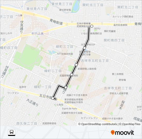 北裏〜武蔵野（営） Bus Line Map