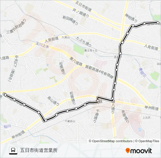 北野〜五日市（営） バスの路線図