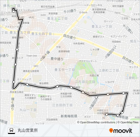 練馬駅〜丸山営業所 Bus Line Map