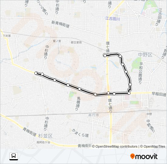 野方〜阿佐谷営業所 Bus Line Map