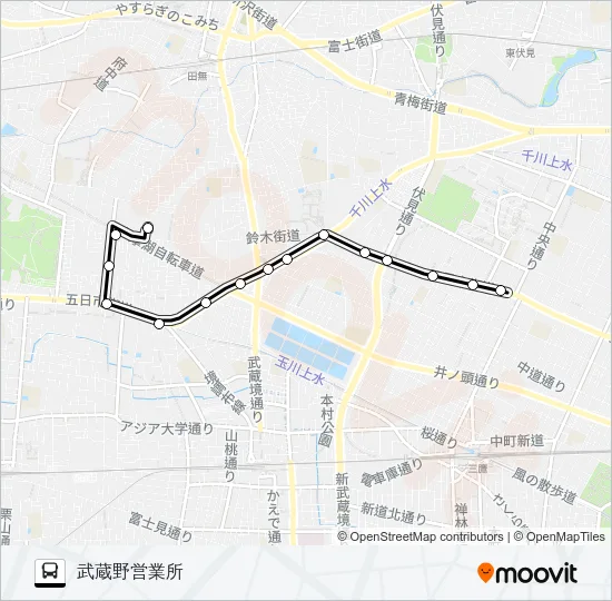 ヴィ〜武蔵野営（Ｈ） Bus Line Map