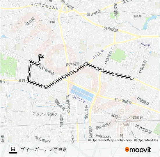 武蔵野営〜ヴィ（Ｈ） Bus Line Map