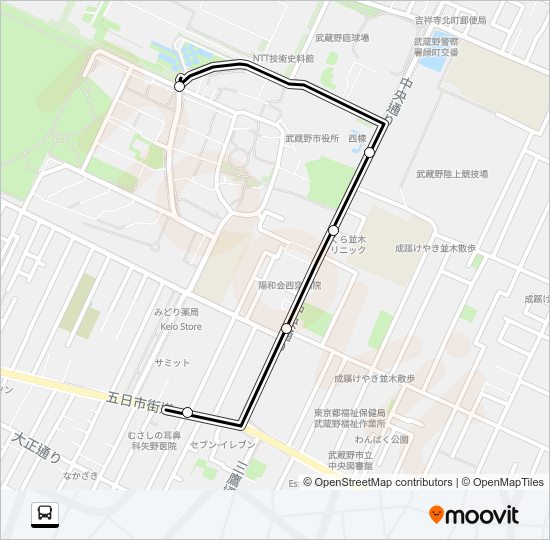 武蔵野（営）〜ＮＴＴ Bus Line Map