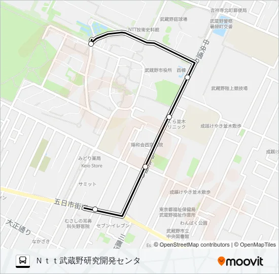 武蔵野（営）〜ＮＴＴ バスの路線図