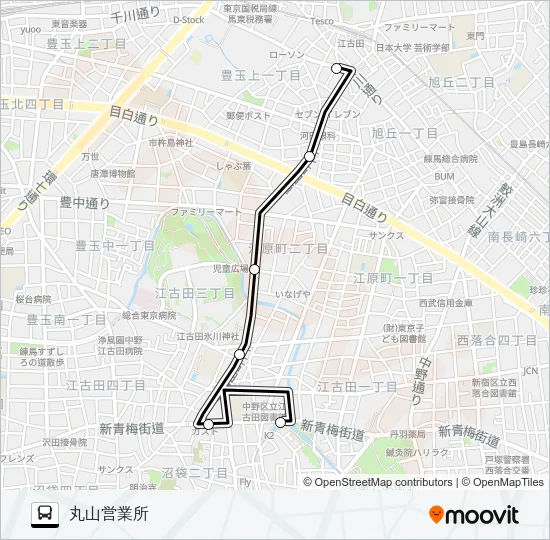 江古田駅〜丸山営業所 Bus Line Map
