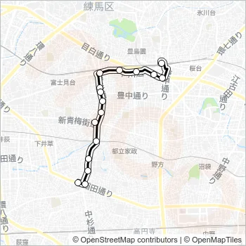 練馬駅〜阿佐谷営業所 Bus Line Map
