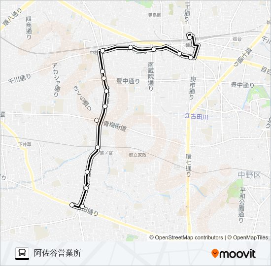 練馬駅〜阿佐谷営業所 Bus Line Map