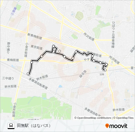 迂回　花小金井〜田無 バスの路線図