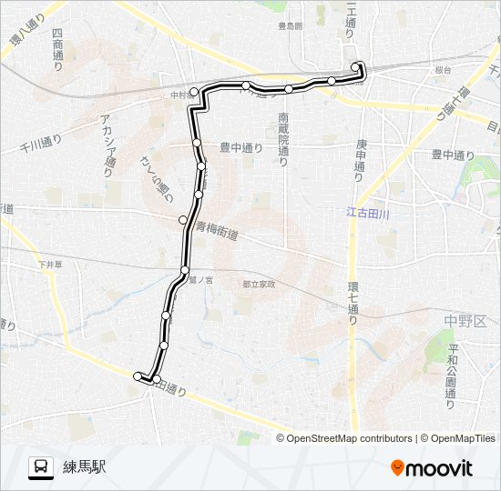 阿佐谷営業所〜練馬駅 Bus Line Map
