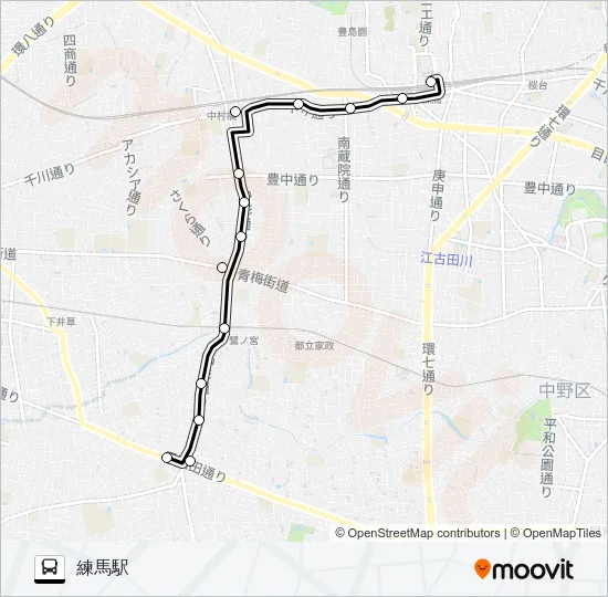 阿佐谷営業所〜練馬駅 バスの路線図