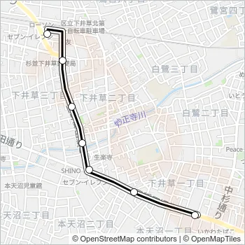 下井草駅〜阿佐谷営業所 Bus Line Map