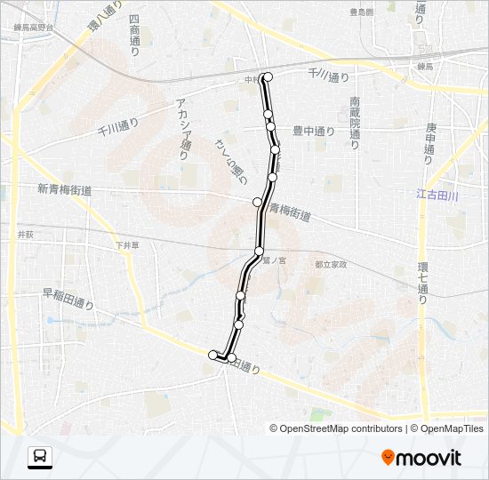 中村橋〜阿佐谷営：Ａ深 Bus Line Map
