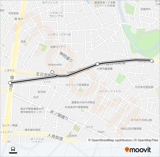 五日市（営）〜年金機構 Bus Line Map