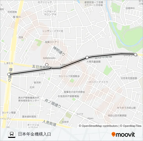 五日市（営）〜年金機構 バスの路線図