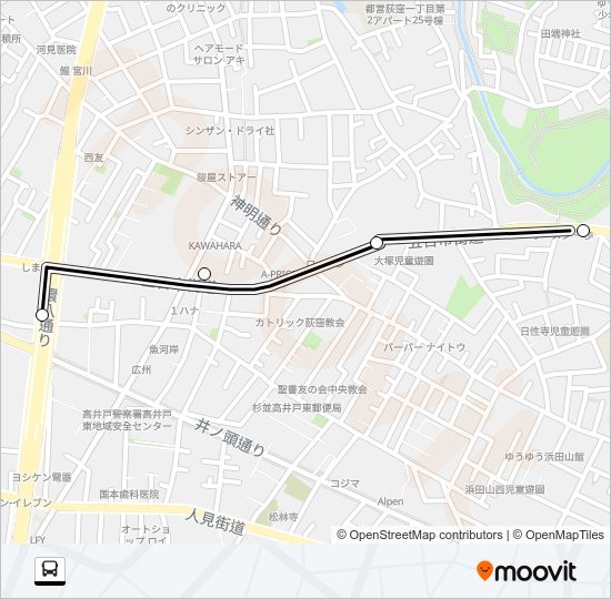 年金機構〜五日市（営） Bus Line Map