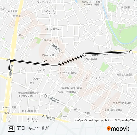 年金機構〜五日市（営） Bus Line Map