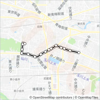 武蔵野（営）〜向台５Ｋ Bus Line Map