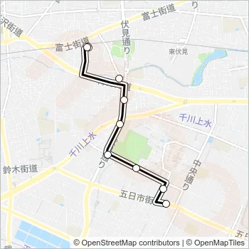 武蔵野（営）〜柳沢駅Ｈ Bus Line Map