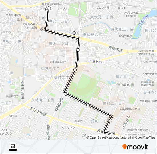 武蔵野（営）〜柳沢駅Ｋ Bus Line Map