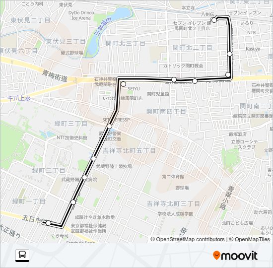 武蔵野（営）〜武蔵関駅 Bus Line Map