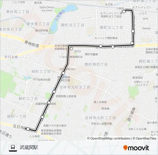 武蔵野（営）〜武蔵関駅 バスの路線図