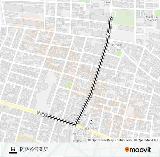 白鷺１〜阿佐谷営業所Ａ バスの路線図