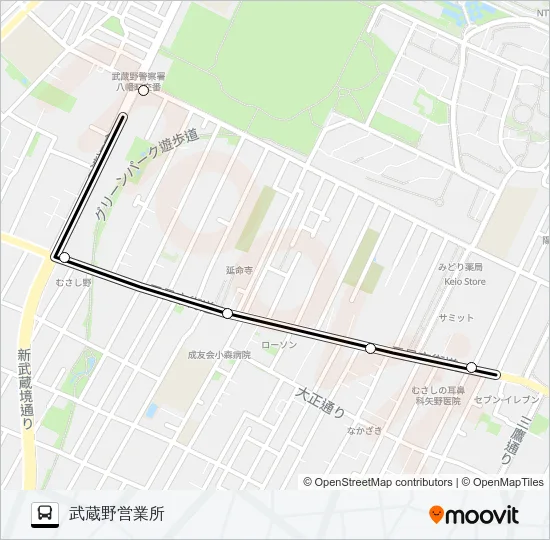 緑町２〜車庫：１１‐２ Bus Line Map