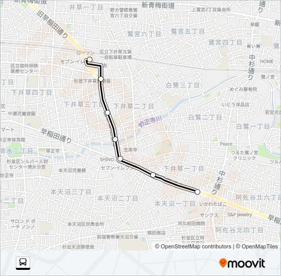 阿佐谷営業所〜下井草駅 Bus Line Map