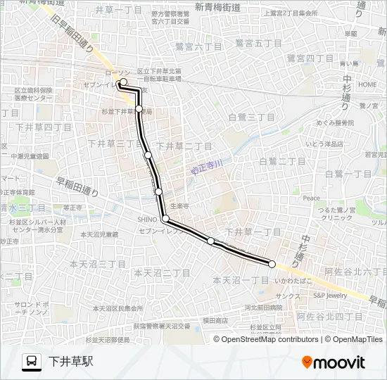 阿佐谷営業所〜下井草駅 バスの路線図