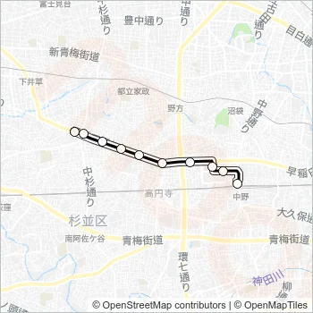 阿佐谷営業所〜中野駅Ｓ Bus Line Map