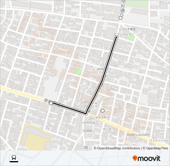 阿佐谷営業所〜白鷺１Ａ Bus Line Map