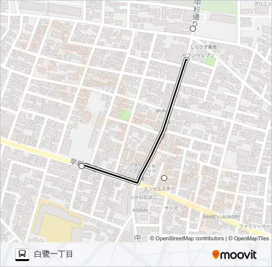 阿佐谷営業所〜白鷺１Ａ バスの路線図