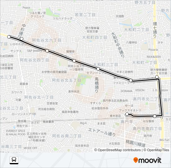 阿佐谷営業所〜高円寺駅 Bus Line Map