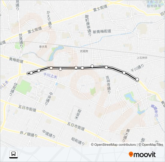 青梅街道（営）〜電通裏 Bus Line Map